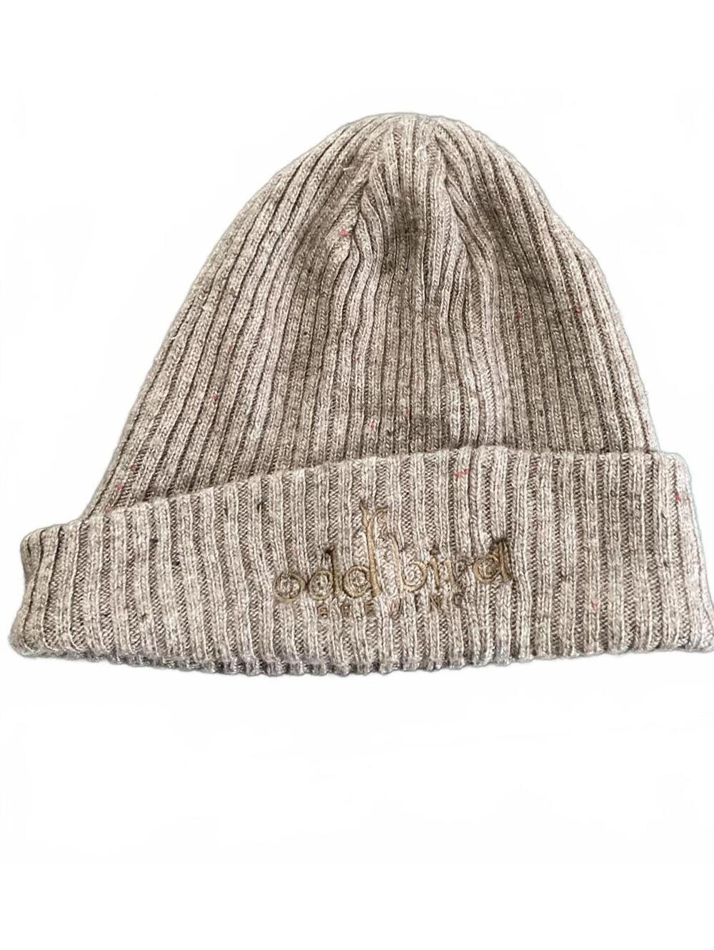 Odd Bird Pacific Natural Ribbed Knit Beanie Hat with Embroidered Logo